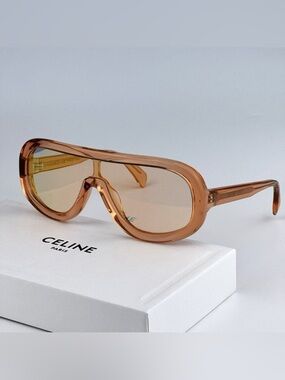Celine CL40021I 42X Orange Blue Mirror Shield Women Sunglasses CL 40021I